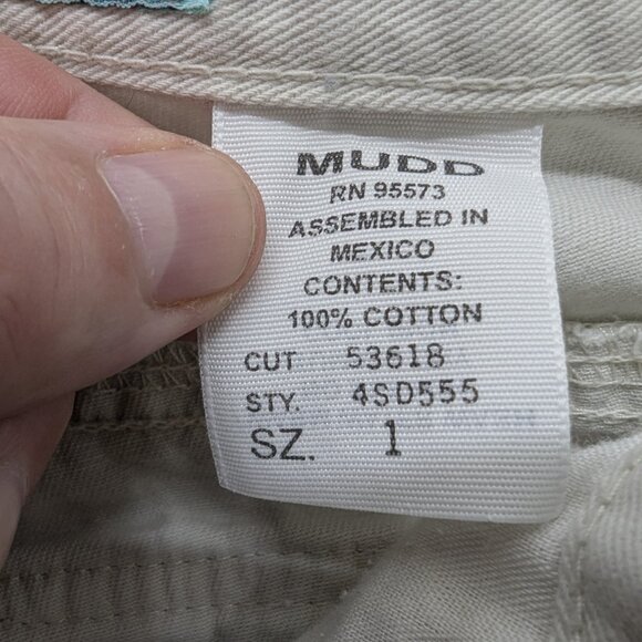 Mudd Jeans Womens 1 Cream Flare 100% Cotton Twill Back Flap Pockets Y2K Style - Picture 15 of 15